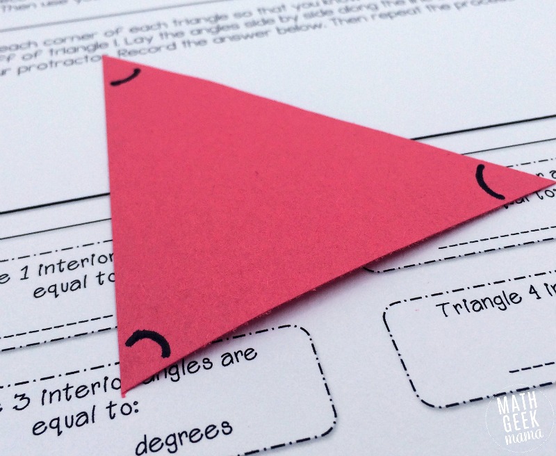 These hands on geometry lessons are such a great way to help kids see the relationship between the interior and exterior angles in triangles! This free download is simple to use and includes teaching tips and an answer key!
