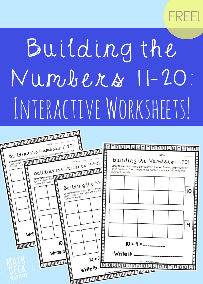 This set of interactive worksheets is perfect for helping kids understand the numbers 11-20, as well as building a foundation for place value. There are several hands-on ways to use them, as well as practice writing out the number words! Easy math fun for grades K-1!