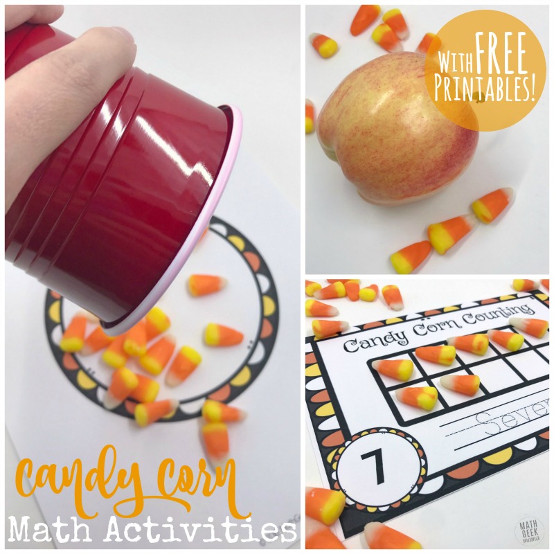 Looking for a fun way to put all your candy corn to good use? This free set of candy corn math printables use candy corn as a fun math manipulative. There are counting mats, an addition game, plus counting to 100 and measurement. Kids will love it!