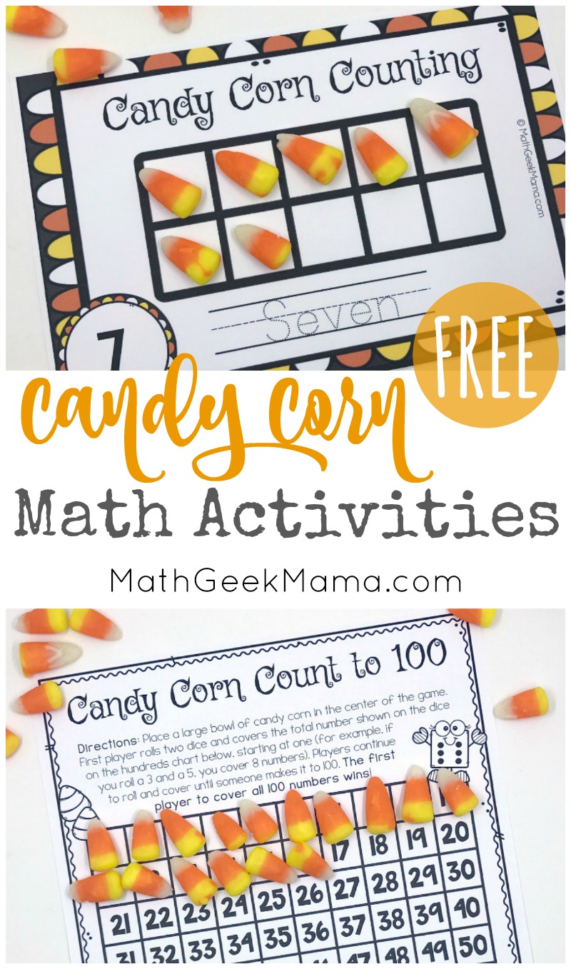 Looking for a fun way to put all your candy corn to good use? This free set of candy corn math printables use candy corn as a fun math manipulative. There are counting mats, an addition game, plus counting to 100 and measurement. Kids will love it!
