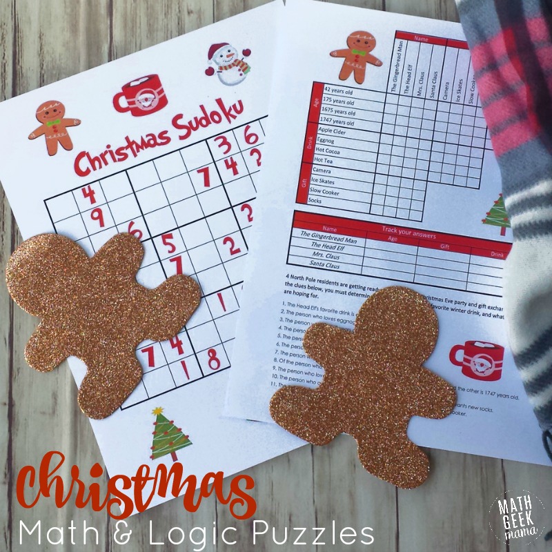 Keep your kids' brains sharp this holiday season with fun, yet challenging Christmas math puzzles! This FREE download includes 3 different math and logic puzzles that will help your kids develop their logical reasoning skills, while getting in the holiday spirit.