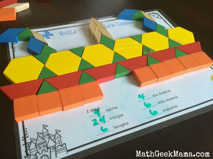 This is such a fun way to use pattern blocks to create and to learn shapes, as well as practice counting and addition!