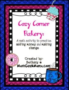 Cozy Corner Bakery Money Activity