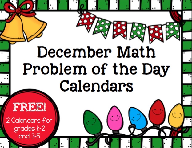 Need a fun and simple way to review important math skills before winter break? Grab these FREE December problem of the day calendars! Includes 2 different versions for grades k-5 for a unique and low prep way to practice skills. 