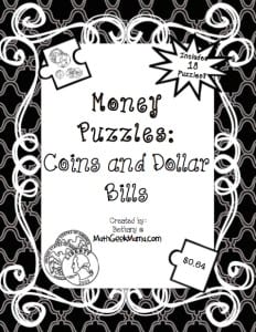 FREE money puzzles to help kids add coins and dollar bills, as well as recognize money words!