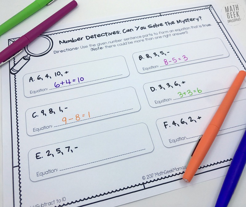 This engaging, open ended activity will help kids better understand addition and subtraction. These challenge problems can be used lots of different ways and will help kids to compose and decompose numbers from 2-100. 