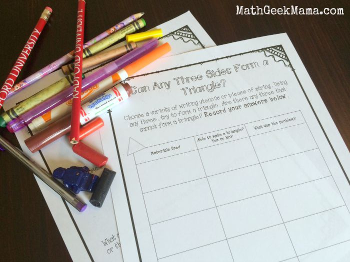 Such a fun investigation of triangles to use with the book "The Greedy Triangle!" Great for kids of all ages!